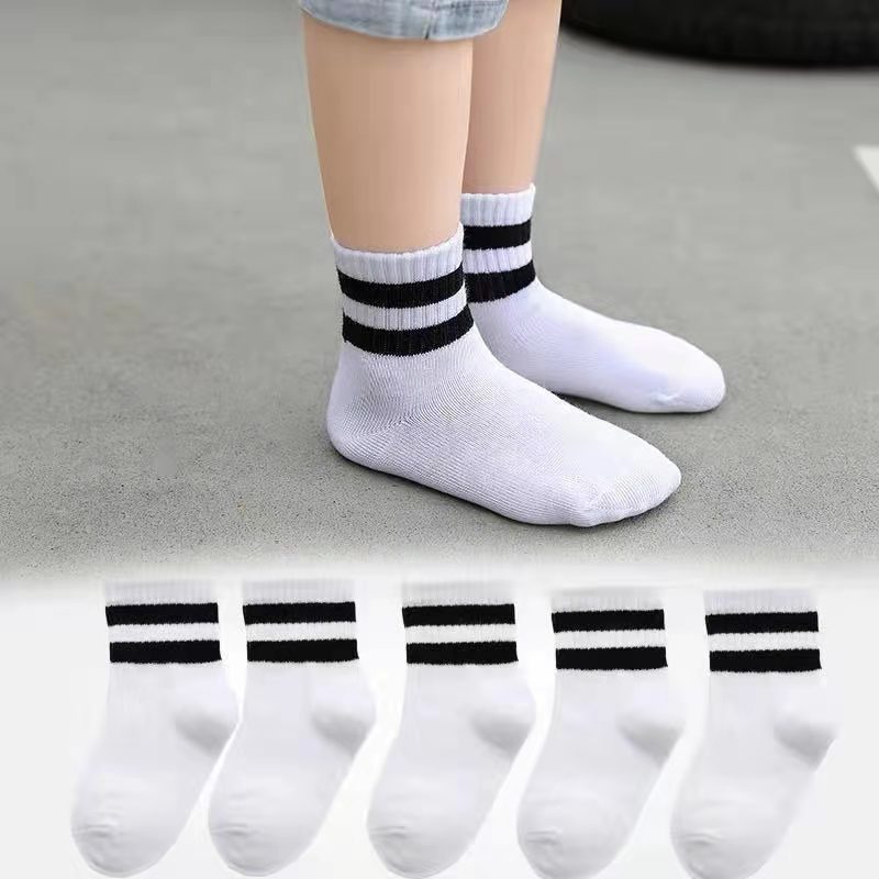 秋冬季中筒袜纯色男童白色袜子学生袜儿童运动袜纯白女童厂家批发