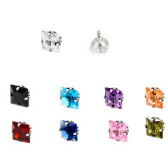 Square zirconia stone stainless steel threaded lip screw accessory 3-5mm 0.9-1.0mm inner thread matches 1.2mm base