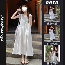 白色吊带连衣裙女温柔风小众俏皮少女感减龄气质休闲宽松裙子一件