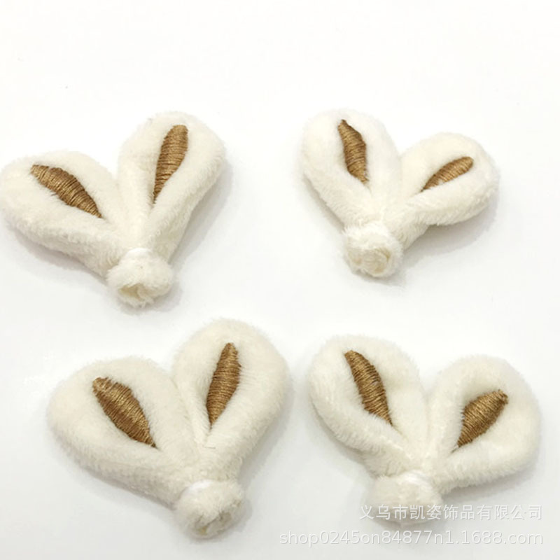 En stock pelo recto piel Orejas de conejo bordado accesorios calcetines muñeca accesorios para el cabello anillo de felpa accesorios lindos orejas