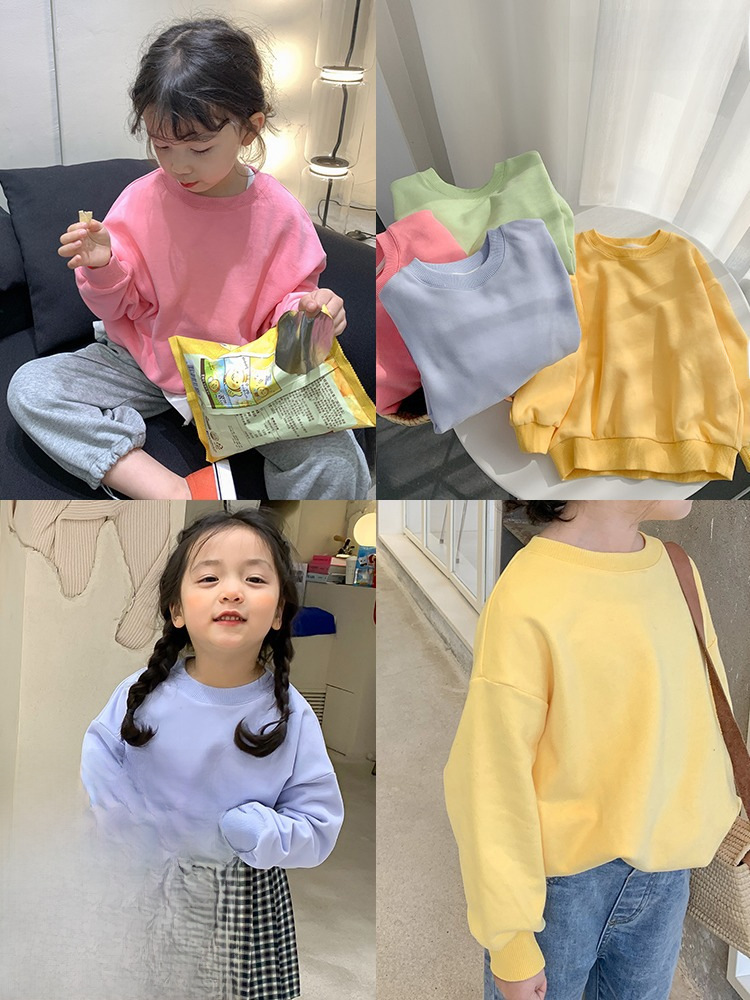 Cotton Autumn/Winter Children's Korean Style Casual Sweatshirt Baby Spring Outfit New Dress Girls Loose Matchy Matchy Long-Sleeve Top Trendy