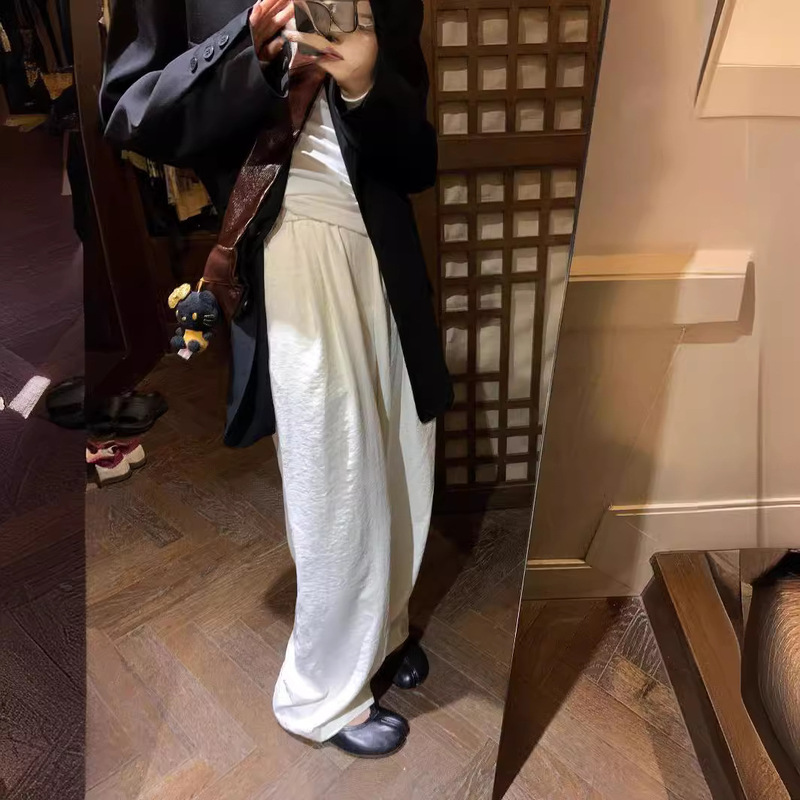 Solid Color Casual Loose Straight-Leg Wide-Leg Pants for Women, Autumn 2025 New Style, Petite Size