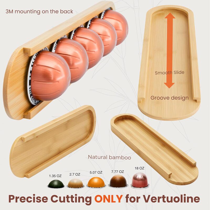 Cross-Border New Bamboo Coffee Bean Rack for Cabinet Door Adhesive Wall-Mounted Bracket Wall-Mounted Storage Rack