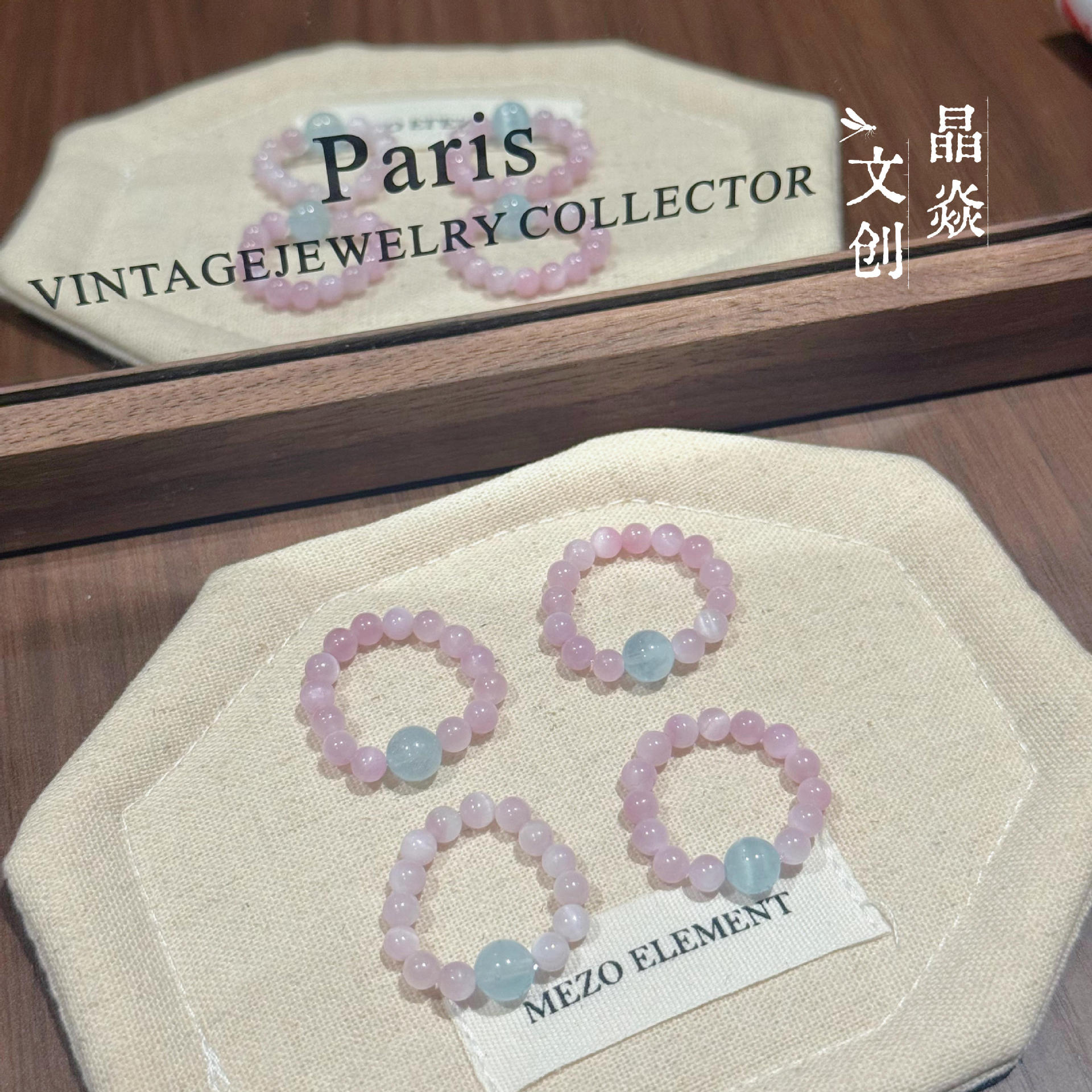 Crystal Purple Lithium Gemstone Aquamarine Color Scheme Sweet and Elegant Wholesale Beaded Ring for Women with a Niche High-End Feel
