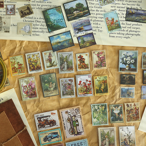 Human Messenger Handbook Retro Stamp Goo Card Sticker Children's Handbook DIY Material Sticker Whole Package Set Wholesale