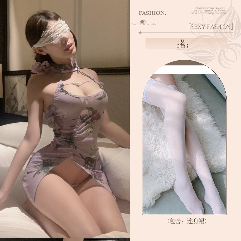 고대풍[치파오+T바지]+흰색 스타킹