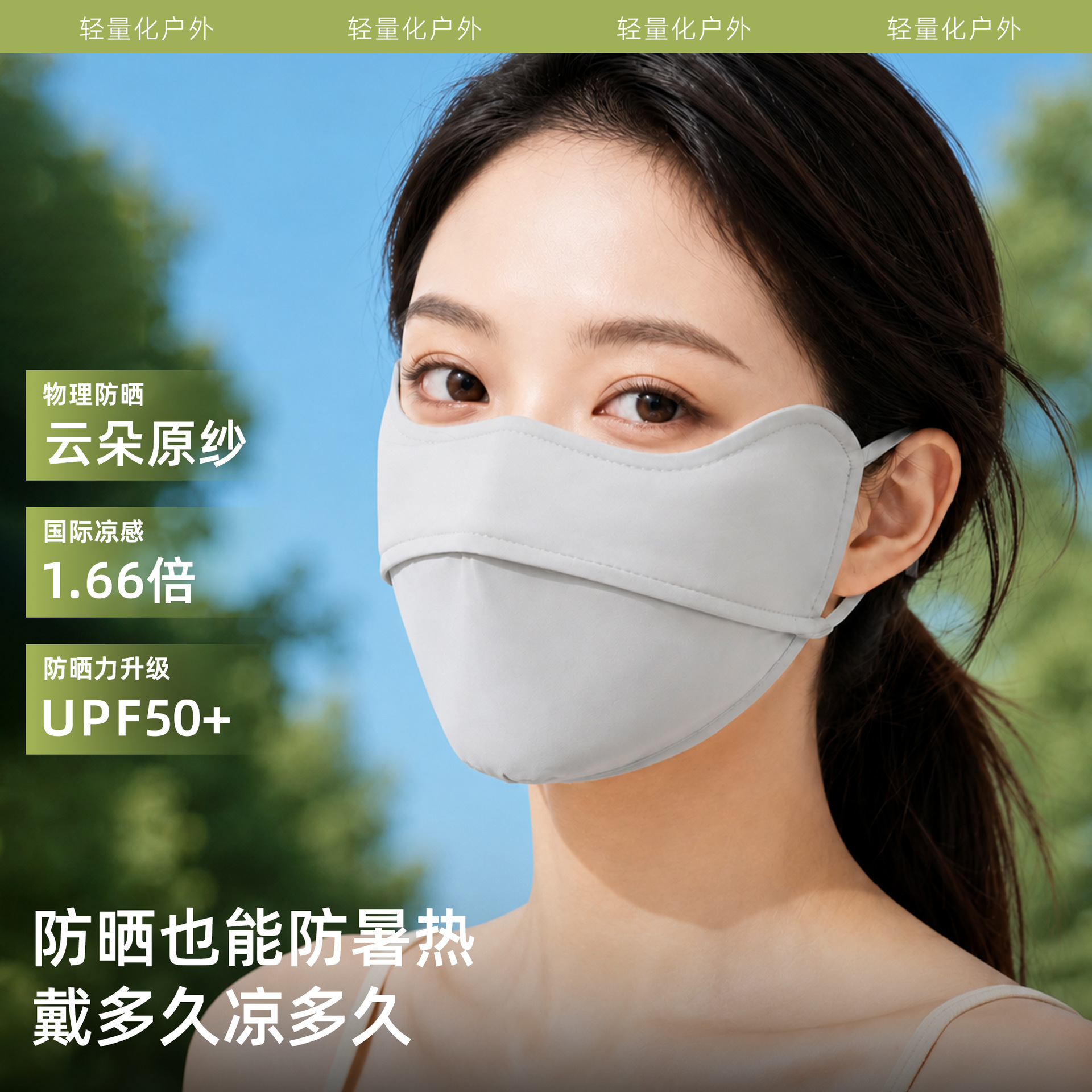 焦下防晒口罩女冰丝防晒夏季防紫外线透气薄款立体骑行遮阳护眼角