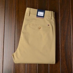 本物のトミー高級アメリカンカジュアルパンツ夏薄いメンズビジネスパンツ秋と冬の純綿ハイウエストストレートパンツ
