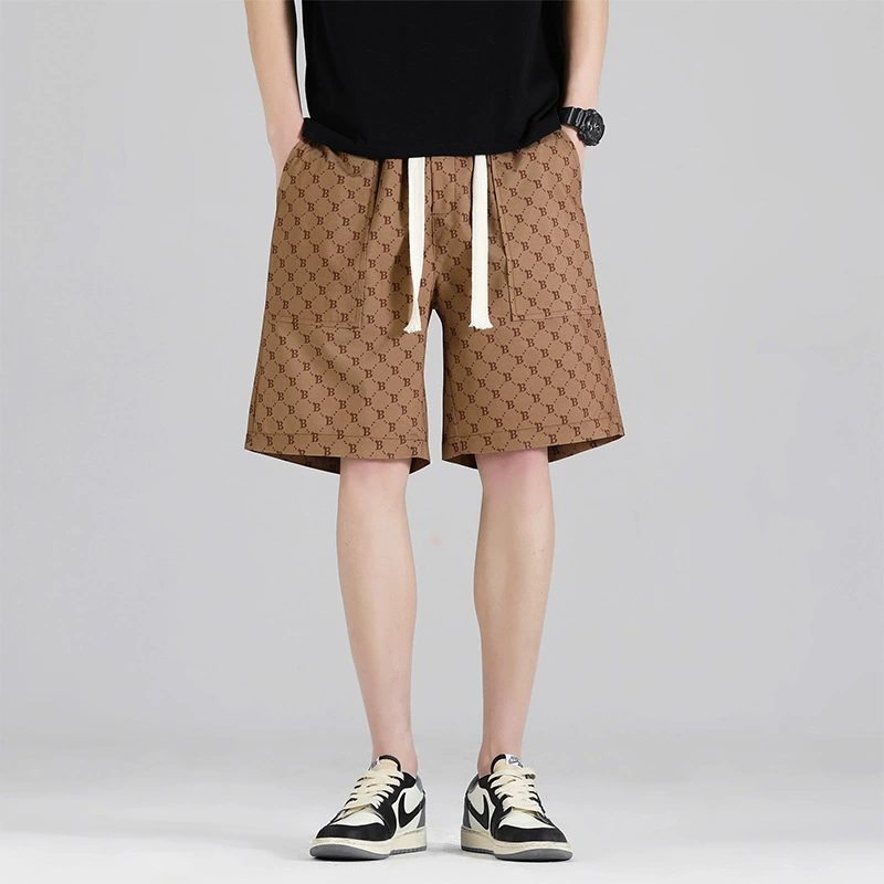 Спортивные шорты Gaojie для мужчин летом тонкий прилив, сплошные брюки, прилив, большие размеры прямого кроя, свободные повседневные укороченные брюки