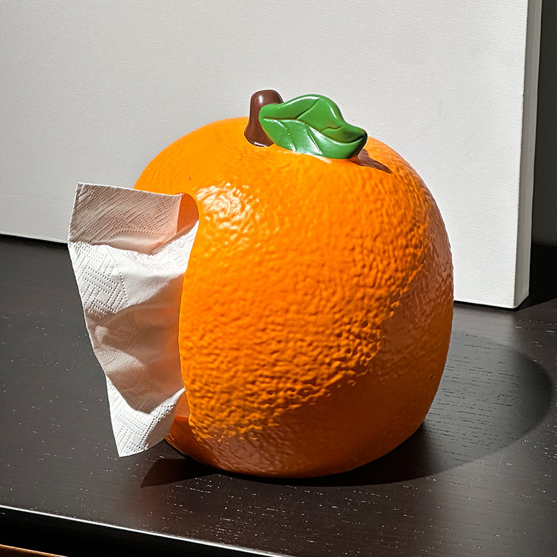 可爱橘子纸巾盒家用客厅纸抽盒桌面装饰品摆件卡通餐巾抽纸收纳盒|undefined