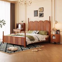 法式经典复古全实木床中古风轻奢美式罗马柱床1.8米双人床1.5米床