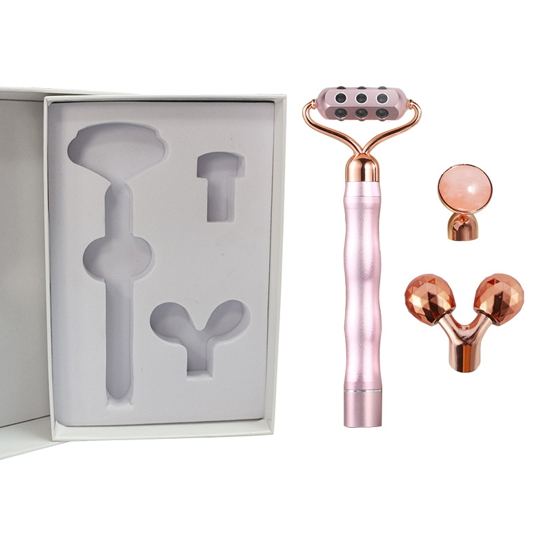 新品美容棒电动玉石滚轮按摩器脸部按摩器黄金棒振动美容棒源头厂