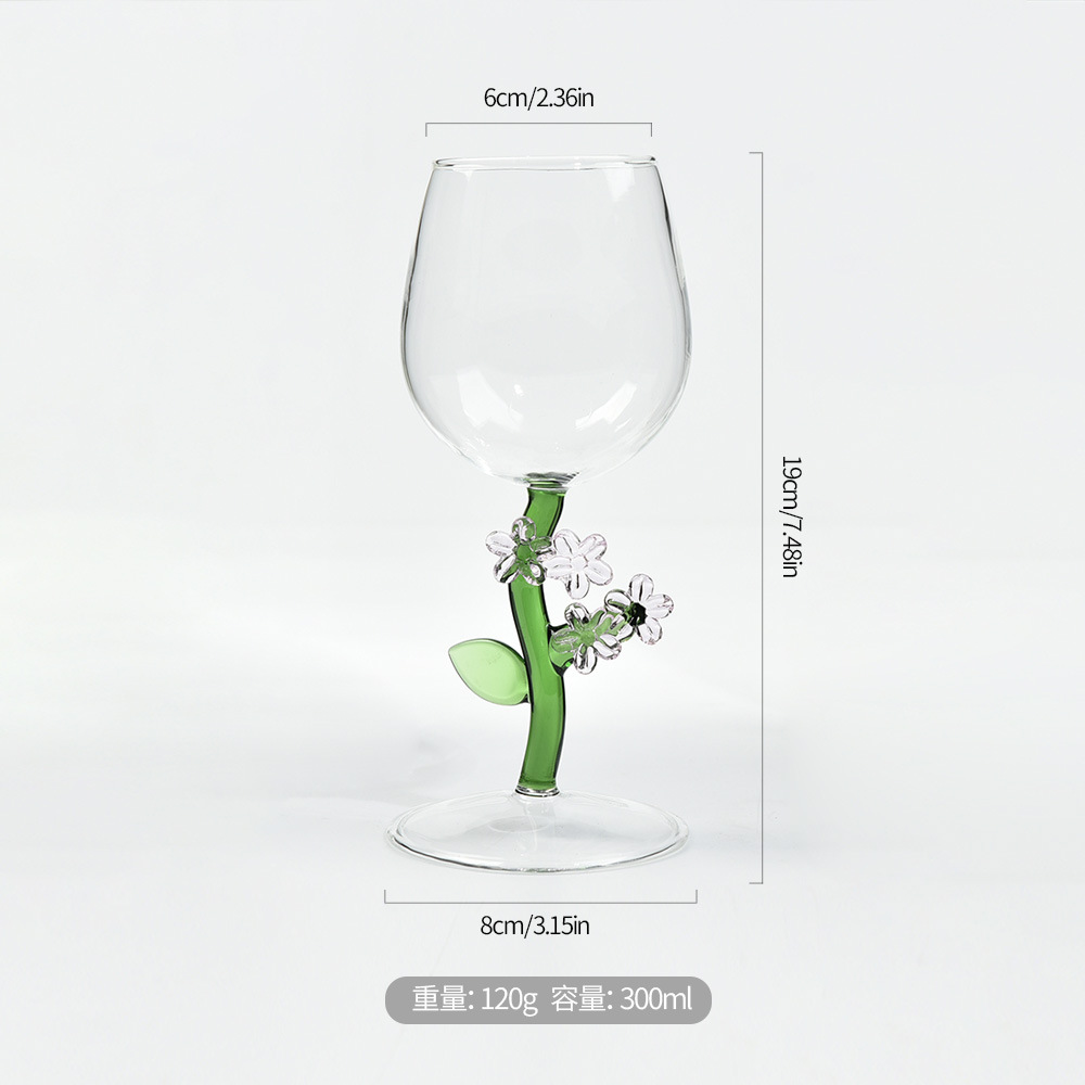 Botánica transfronteriza de alto grado flor taza de vidrio alto taza de champán taza de vino transparente de alto valor taza de bordeaux