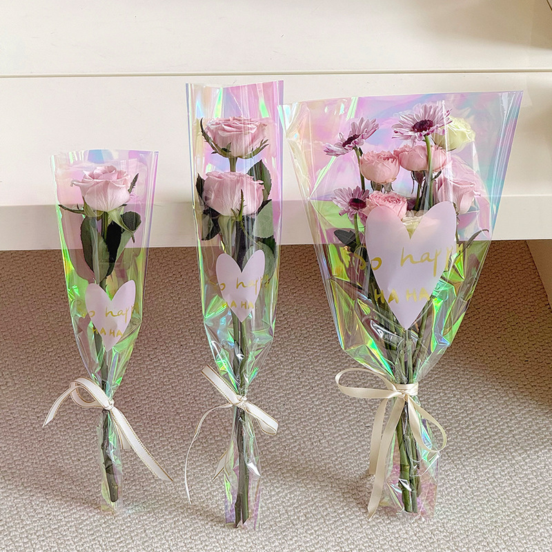 Huaxi Fancai deseo de una sola bolsa de flores, bolsa de flores, ramos de flores de Qixi, florista, bolsa de flores, papel