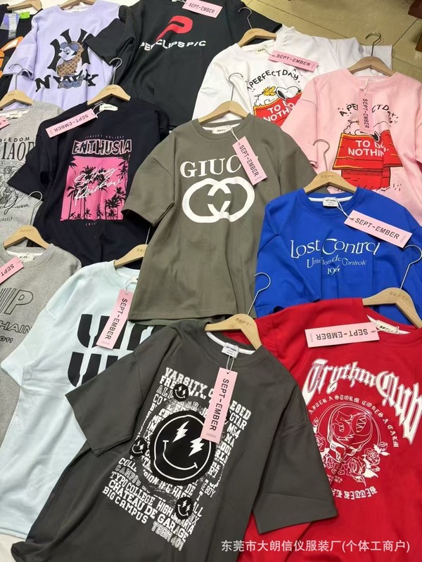 メーカー卸売露店婦人服半袖Tシャツ2025夏新作婦人半袖トップス韓国版流行ブランドホットスタイル|undefined