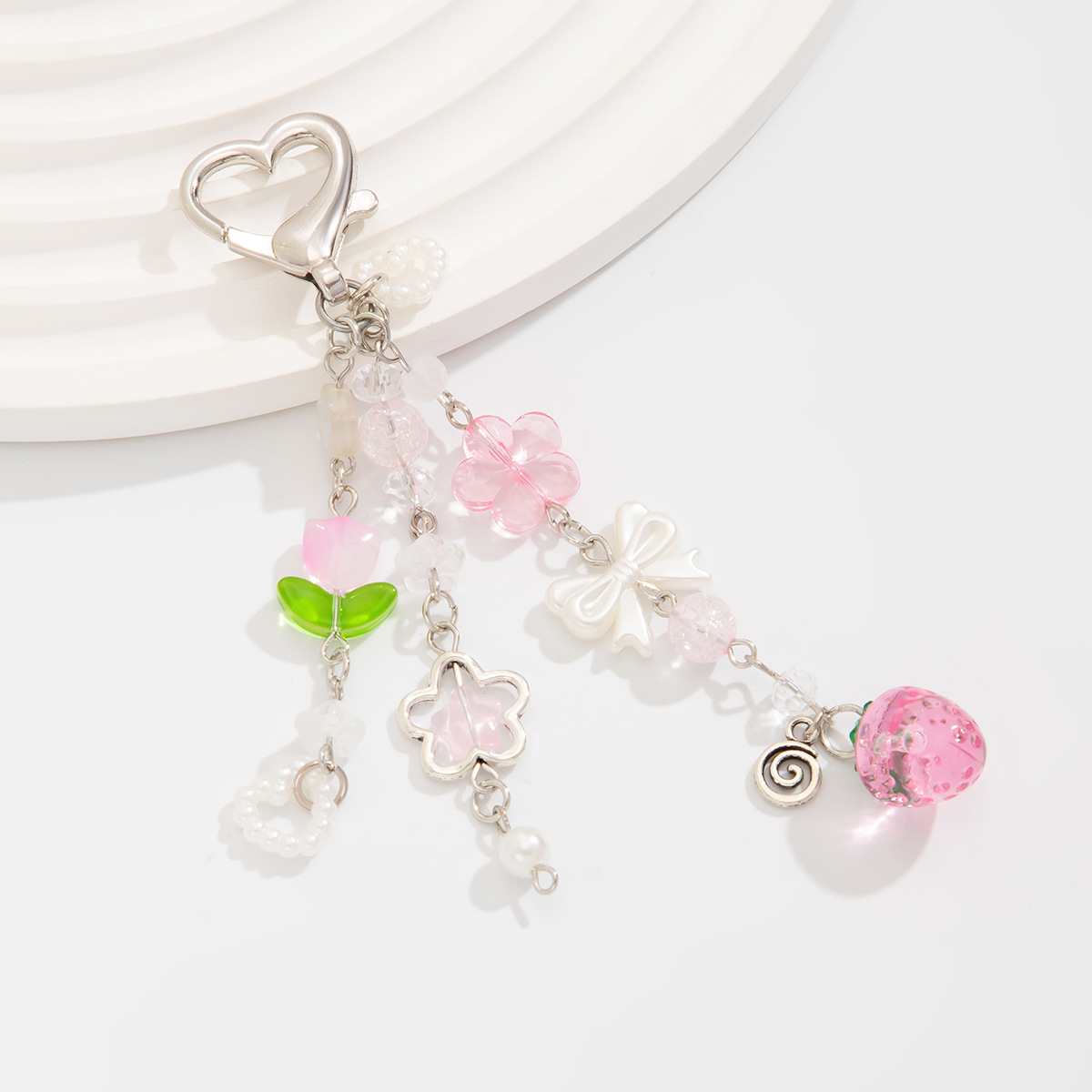 12g Weight Bag Pendant, Keychain Classification 1 Piece Quantity Daily Occasion Alloy Material Fruit, Strawberry Pattern Women's Gender Cute, Pastoral Style Cute Pastoral Fruit Strawberry Arylic Alloy Women's Bag Pendant Keychain 23