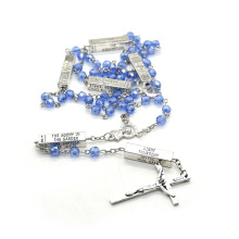 跨境源头货源水晶念珠十字架项链毛衣链