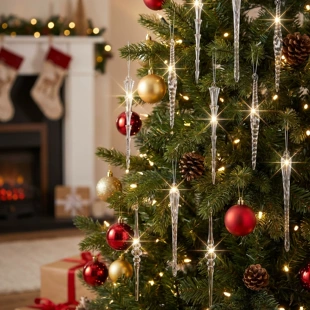 Акриловые ледяные сосульки для ёлки цветные