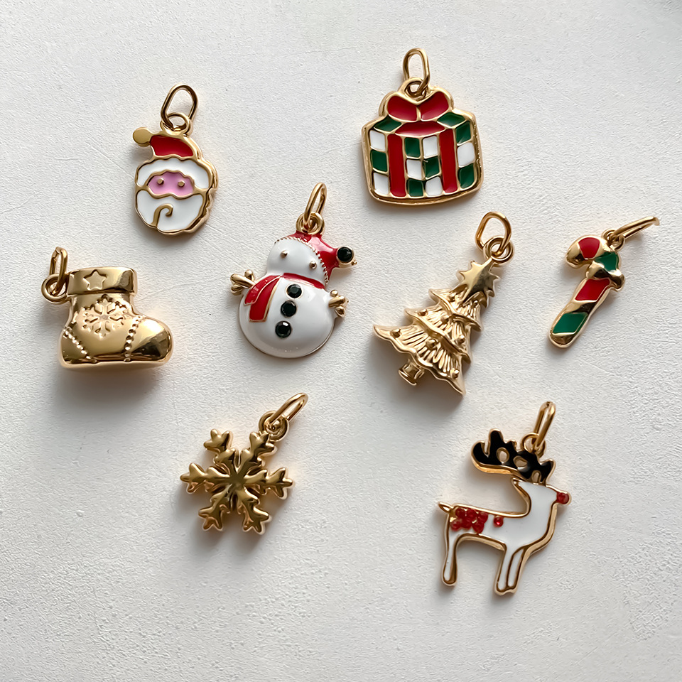 Emanco Non-Fading Washable Christmas Bead Pendant Accessories DIY Hand-Woven Enamel Bracelet Accessories
