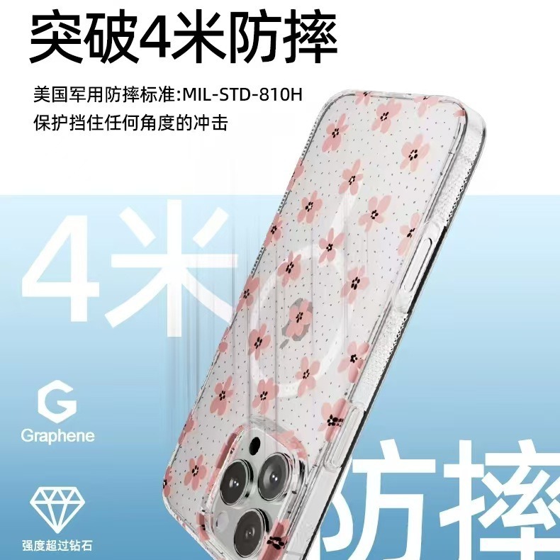 Aplicable a Apple 16promax nuevo iPhone 16 cubierta de succión de protección de la caída de Milán cubierta de teléfono antibacteriano