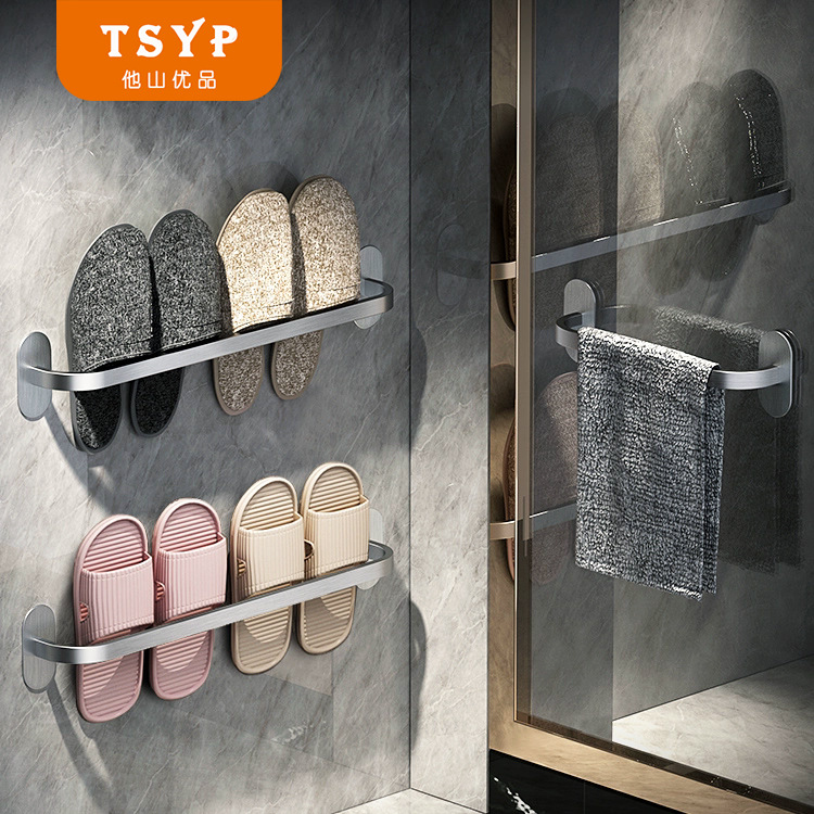Bathroom Slipper Rack Without Punching 304 Stainless Steel Bathroom Towel Rack Toilet Door Slipper Storage Hanging Rack