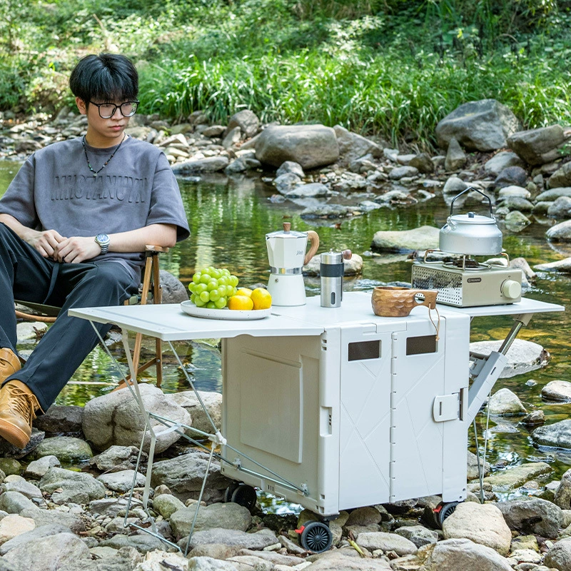 Складной стол для кемпинга, тележка с ручным приводом, расширяемая крышка, трансграничная торговля, походная тележка