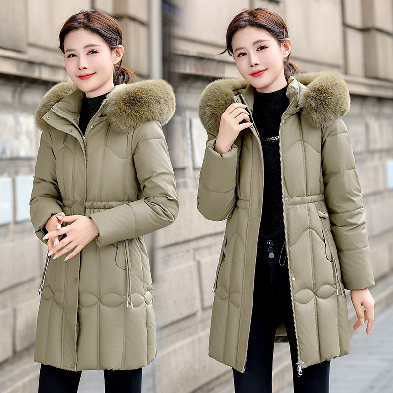 2025 Europa y los Estados Unidos comercio exterior ropa de algodón de mujer larga estilo coreano cintura doblada chaqueta de algodón gruesa abrigo de algodón de cuello grande moda image 3