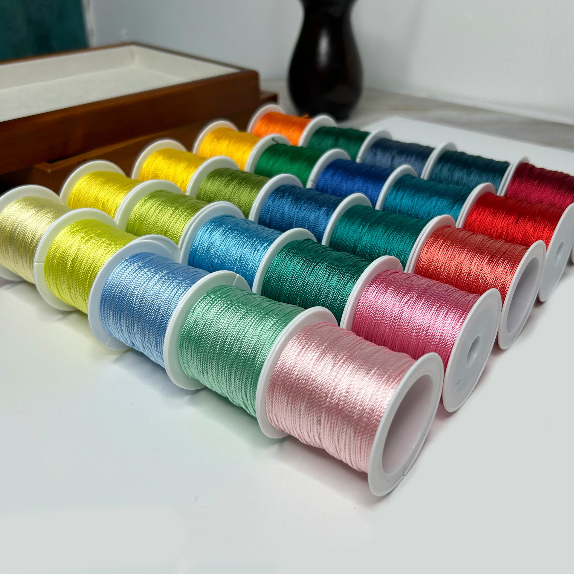 12 hilos de alambre trenzado hilo rojo hilo de color Morandi cuerda trenzada collar cuerda cuerda trenzada a mano material de bricolaje