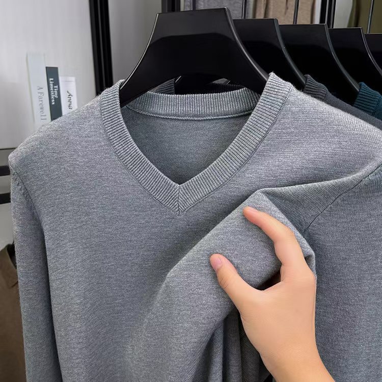 2026 Autumn New Casual Versatile Fine Knit Sweater, Solid Color Men's Knitwear, Peach Collar Knit Sweater 2026 Autumn New Casual Versatile Fine Knit Sweater, Solid Color Men's Knitwear, Peach Collar Knit Sweater
