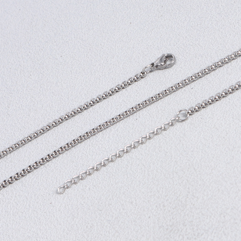 Quadratische Perlenkette Aus Edelstahl Für Damen Und Herren_voghion.com