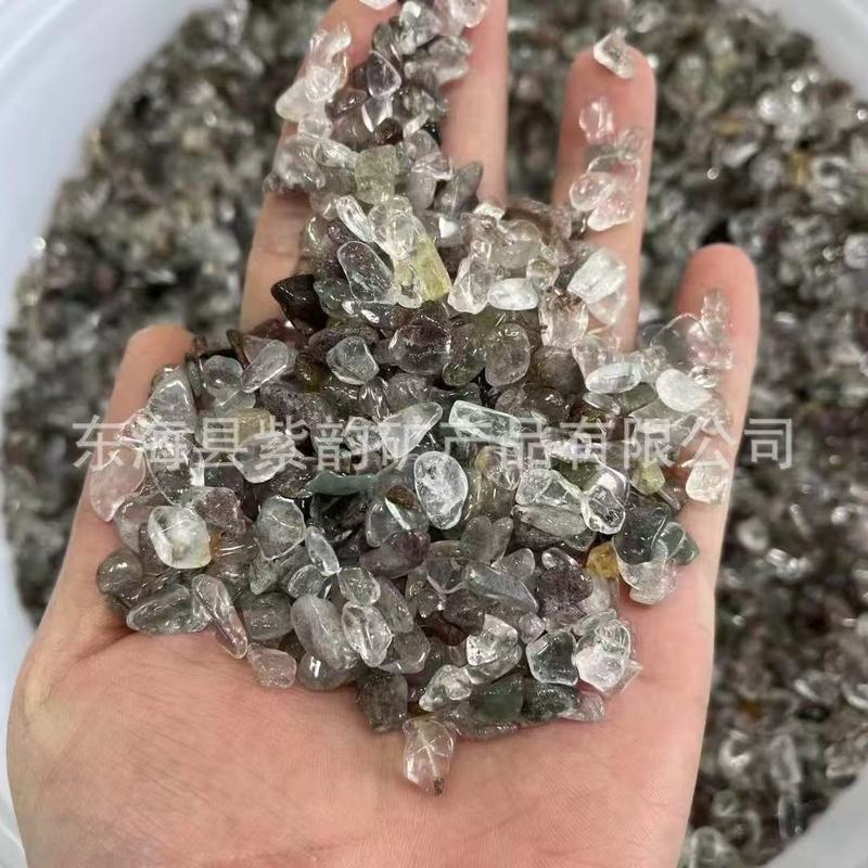 卸売り天然水晶砕石粉紫黄水晶七色水晶水槽植木鉢装飾消磁水晶砕石|undefined