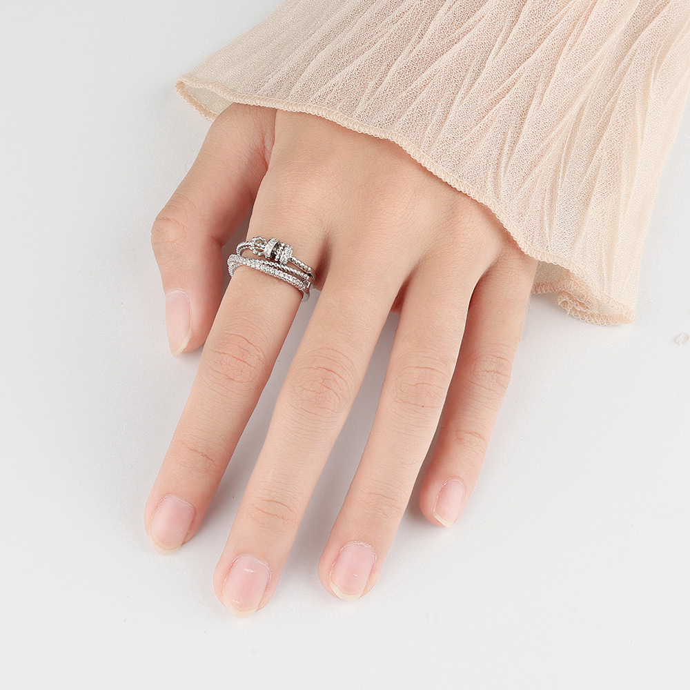 Fashion Circle Brass Plating Inlay Zircon Open Ring 1 Piece