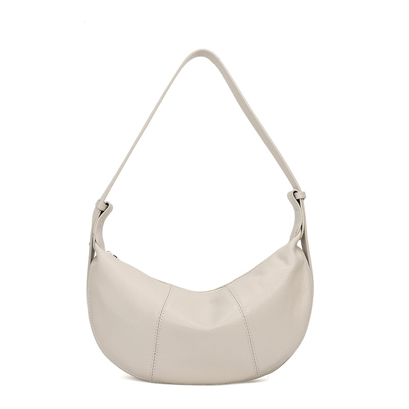 Top Grain Cowhide Leather Dumpling Bag Genuine Leather Crescent Bag For Women Niche Crossbody Bag Luxury Shoulder Saddle Bag - Thumbnail 8