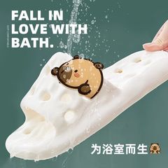 ビスケット水漏れスリッパ夏の浴室ホームスリッパ入浴通気性靴スリッパ女性のノンスリップスリッパEVA屋内