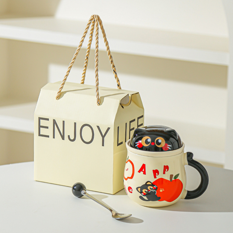 Fruta creativa gatos con tazas de fugas de té encantadoras caricaturas de alto valor de la cara de la taza de desayuno de leche doméstica taza de agua de oficina