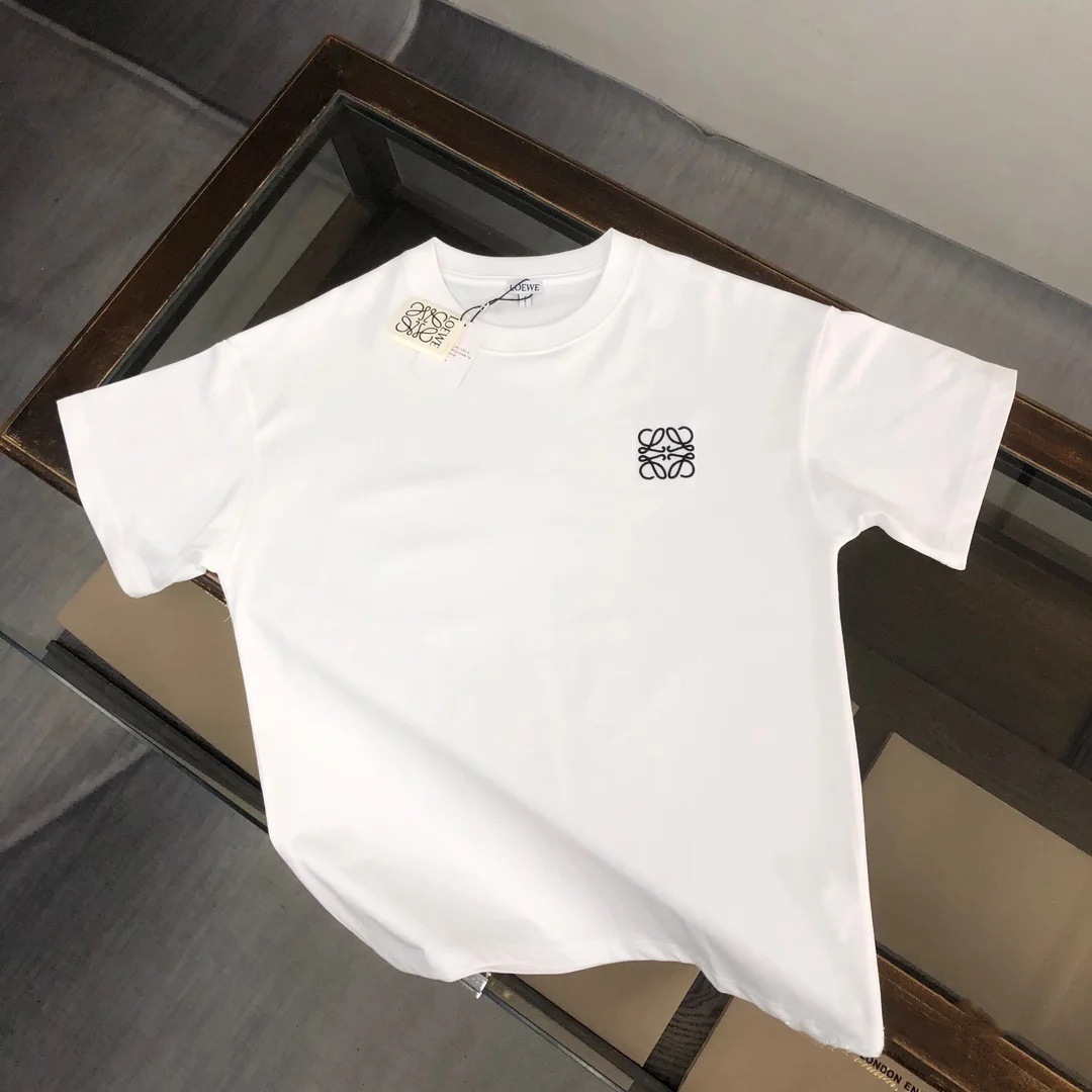 Luoyi微刺繍半袖Tシャツ、男女兼用、夏用コットンラウンドネック、万能トップス、インスタ映えTシャツ、ゆったりタイプ