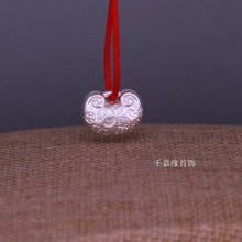 吉言长命锁吊坠足银999祝福语开运福袋平安锁宝宝福袋坠子银饰