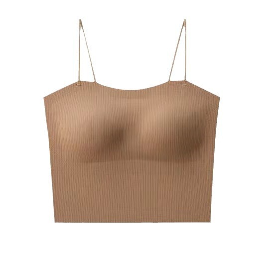 여름 원활한 뷰티 백 통합 캐미솔 여성용 자립 가슴 패드베이스 얇은 원피스 아우터 탑 여성용