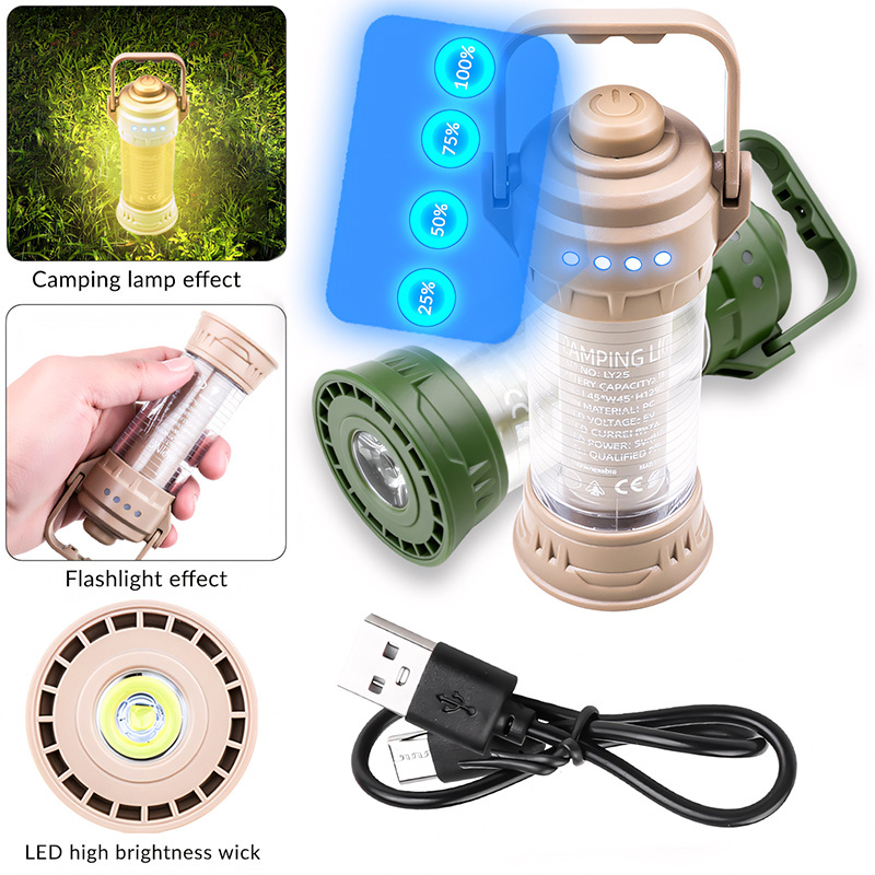 New LED Atmosphere Outdoor Camping Rechargeable Long Battery Life Tent Light Portable Flashlight_desvips.com