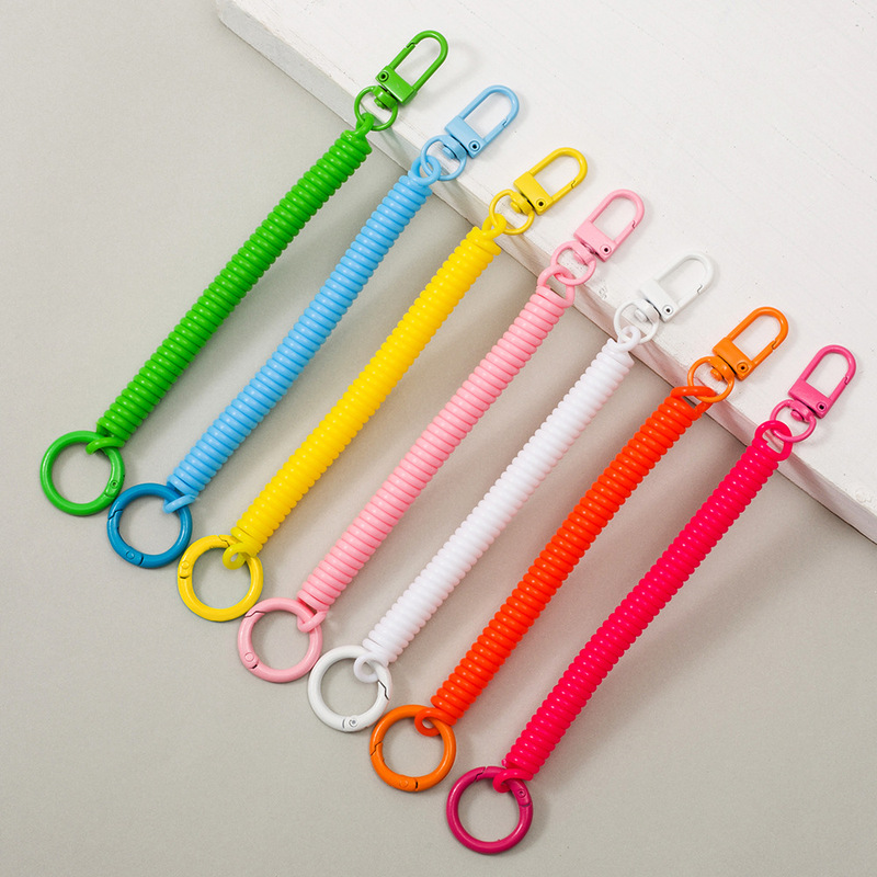 Manufacturer Supplies Spring Rope Key Chain Color Key Chain Fishing Lost Rope Phone Cord Key Chain Wholesale