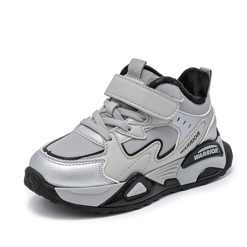 Retirada de color sólido con zapatos deportivos de invierno para niños nuevos velcro calentadores zapatos de algodón para hombres y mujeres