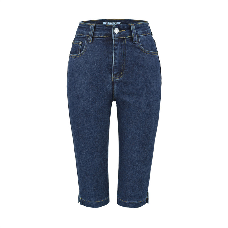 Kendou Capri Jeans Women's Summer Stretch Slim Fit Versatile Slimming Split Hem Casual Cropped Pants Kendou Capri Jeans Women's Summer Stretch Slim Fit Versatile Slimming Split Hem Casual Cropped Pants
