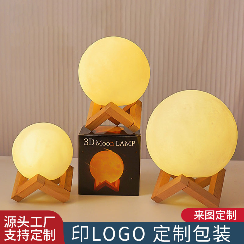 Customized Processing Creative Hand-Painted Moon Lamp Night Light Led Bedroom Bedside Lamp Popular Graffiti Planet Lamp Ornaments