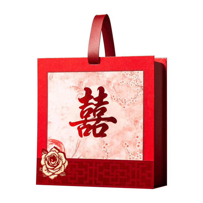 新款创意伴手礼礼盒订婚结婚婚礼烫金双喜糖果包装盒喜糖盒子空盒|undefined
