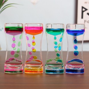 Dynamic Little Beautiful Waist Two-Color Liquid Oil Leaking Hourglass Timer Decompression and Daze Acrylic Creative Gift Ornaments