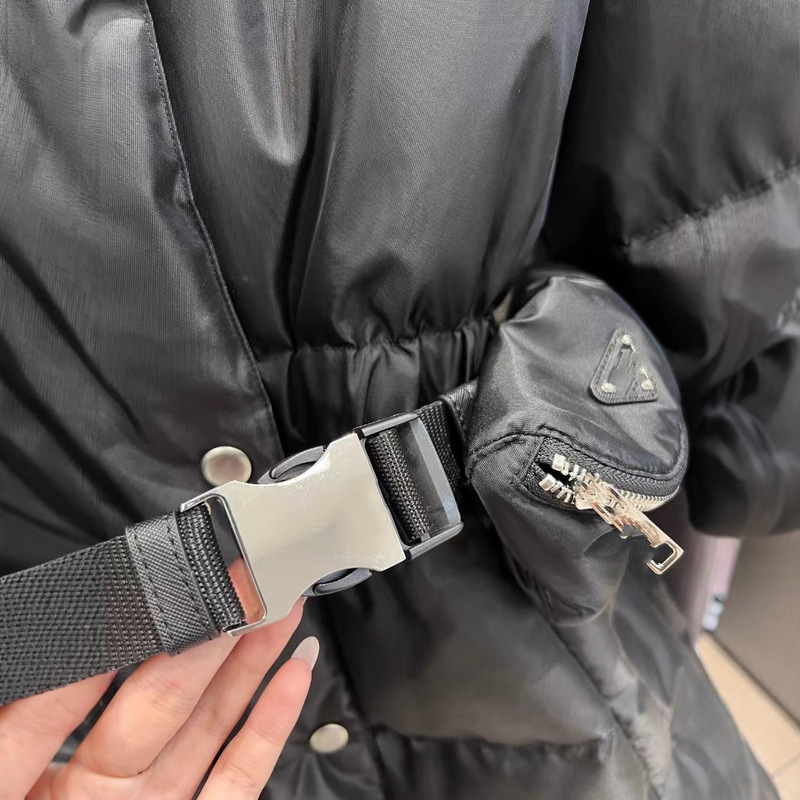 南油直供25秋冬时尚连帽加厚中长款羽绒服经典收腰胸前倒三角上衣|undefined