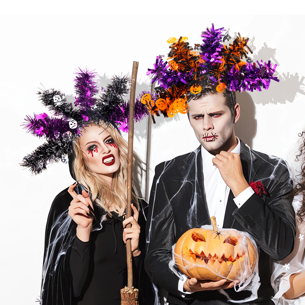 Amazon nuevo Halloween gran banda de cabello larga barra de cabello fantasma fiesta de carnaval banda de cabello de cabello de cabello colorida