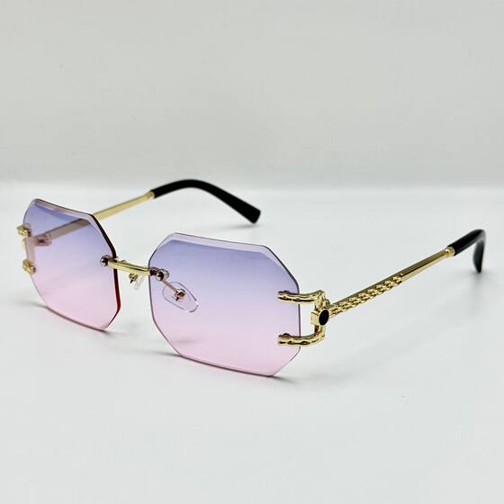 Cross-border European and American Frameless Edge Sunglasses New Polygon Fashion Sunglasses Advanced Sense Small Chanel Style Sunglasses