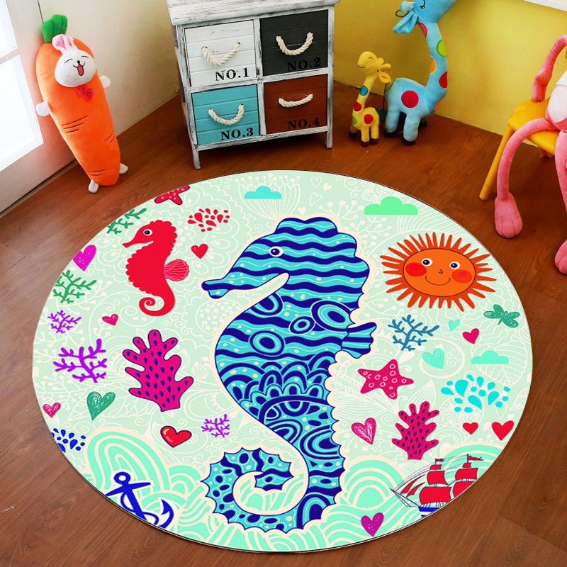 Transfronteriza de dibujos animados alfombra redonda dormitorio lindo cama completa estera de noche engrosada de terciopelo de cristal alfombra del piso de los niños alfombra de la habitación