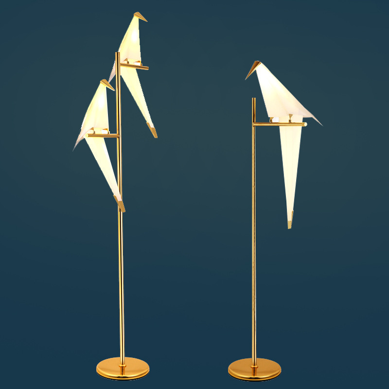 Nordic Simple Floor Lamp Simple Bird Paper Crane Bedroom Light Industry Pastoral Mediterranean Living Room Floor Lamp